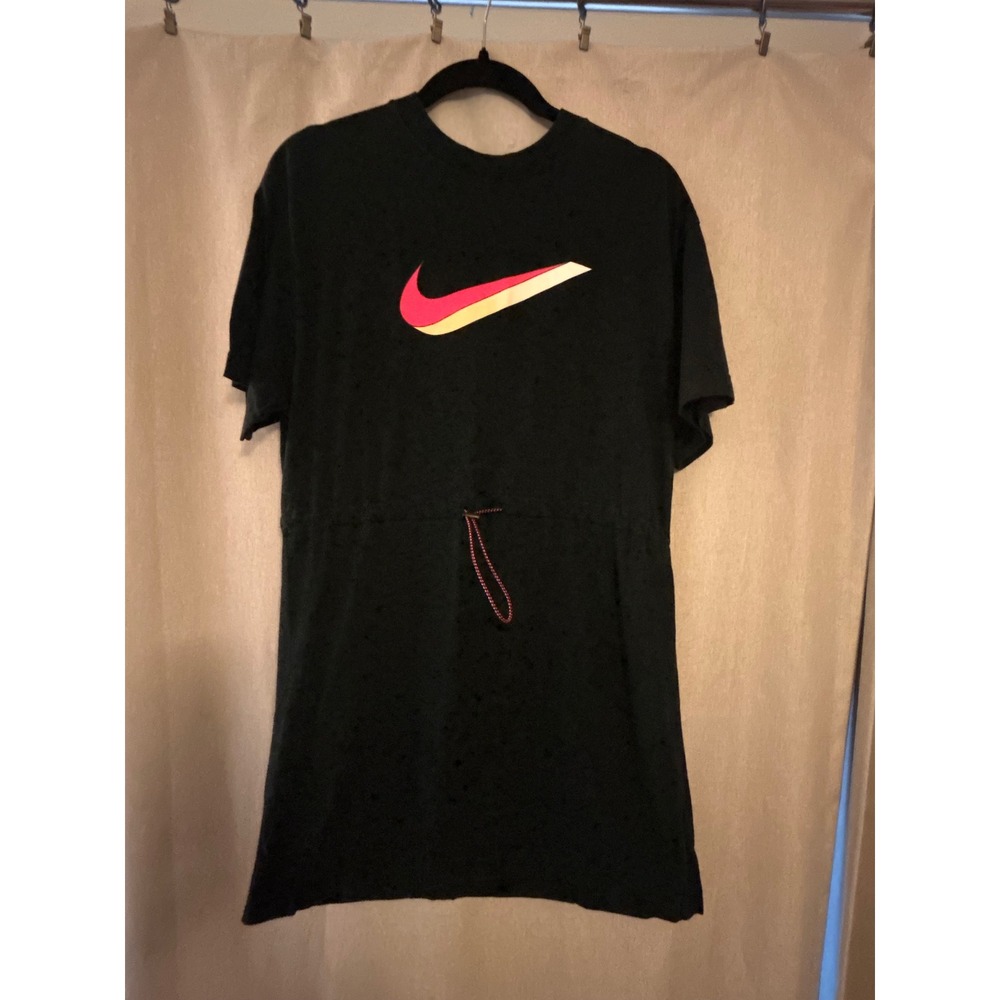 Women's Nike Sportswear Icon Black Knit Dress Drawstring Size Medium - Picture 1 of 4